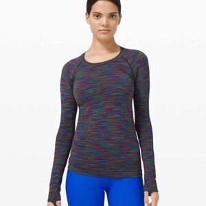 EUC Lululemon Swiftly Tech Long Sleeve 2.0 Black / Rainbow Size 6 Love Revealed